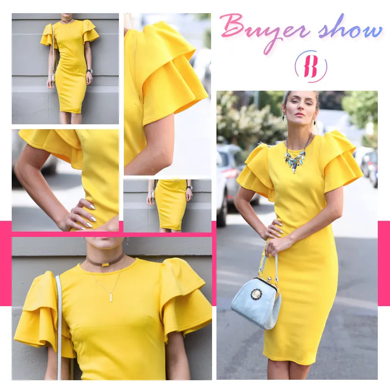 Бабочка рукавом Твердые Bodycon платье Bubblekiss короткий рукав повседневные летние