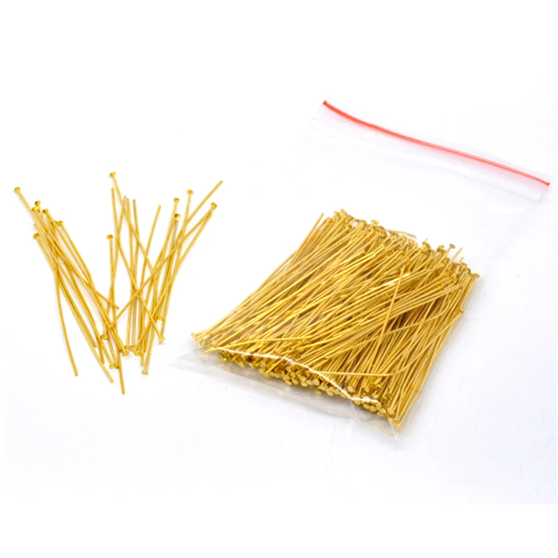 

300Pcs Flat Head Pins Alloy DIY Jewelry Crafts Making Finding 60x0.8mm, Silver Plated Gold Plated