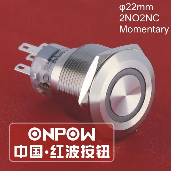 ONPOW 22 мм IP67 Водонепроницаемый 2NO2NC 12 в зеленый кольцевой светодиодный Мгновенный