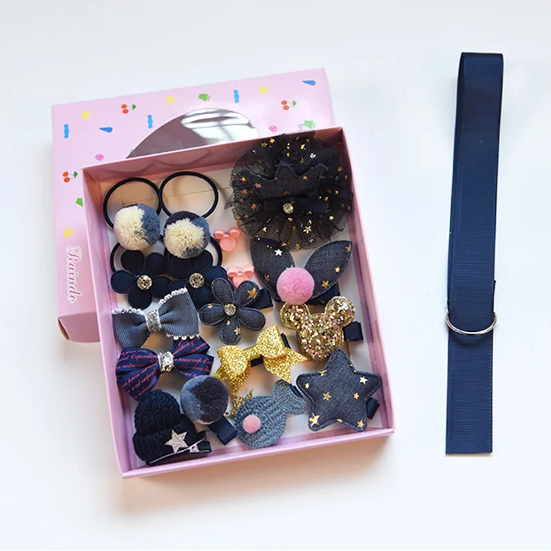 1 Set = 18 PCS 2019 New Kids Children Accessories Hairpins Barrettes Baby Fabric Bow Flower Headwear Hair clips Girls Headdress | Детская