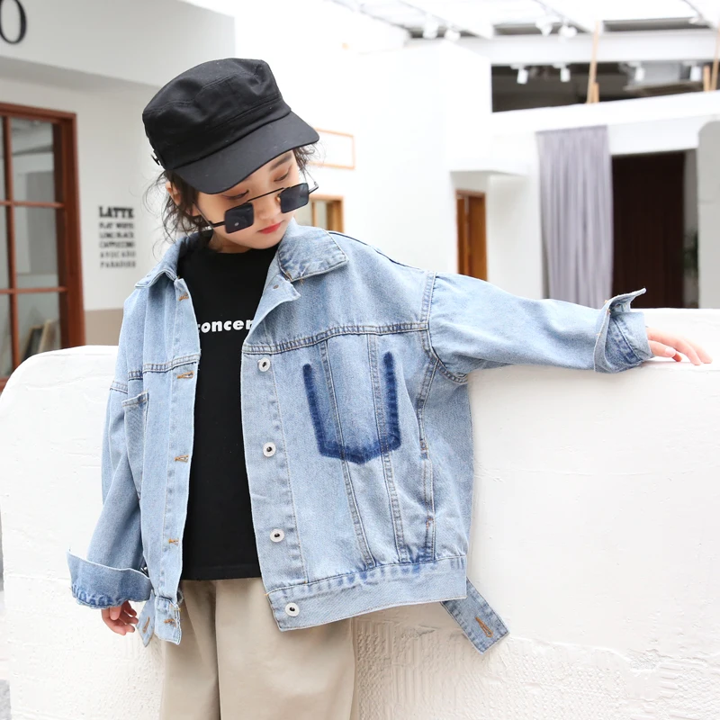 Girls casual loose cardigan jacket denim 2019 spring new Korean children's shirts foreign tide | Детская одежда и обувь