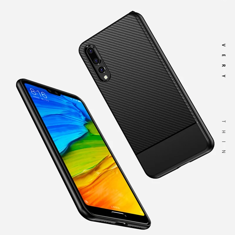 6.1&quot For Huawei P20 pro Case P20plus cover Carbon fiber soft Back phone case plus shell | Мобильные телефоны и