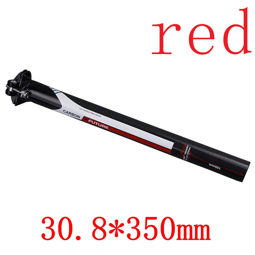 red 30 8x350mm What's Новые 3 K горный велосипед из алюминиевого сплава углеродное седло углеродного волокна сиденье велосипеда MTB 27,2 30,8 31,6*350/400/450 мм - Цвет: red 30 8x350mm
