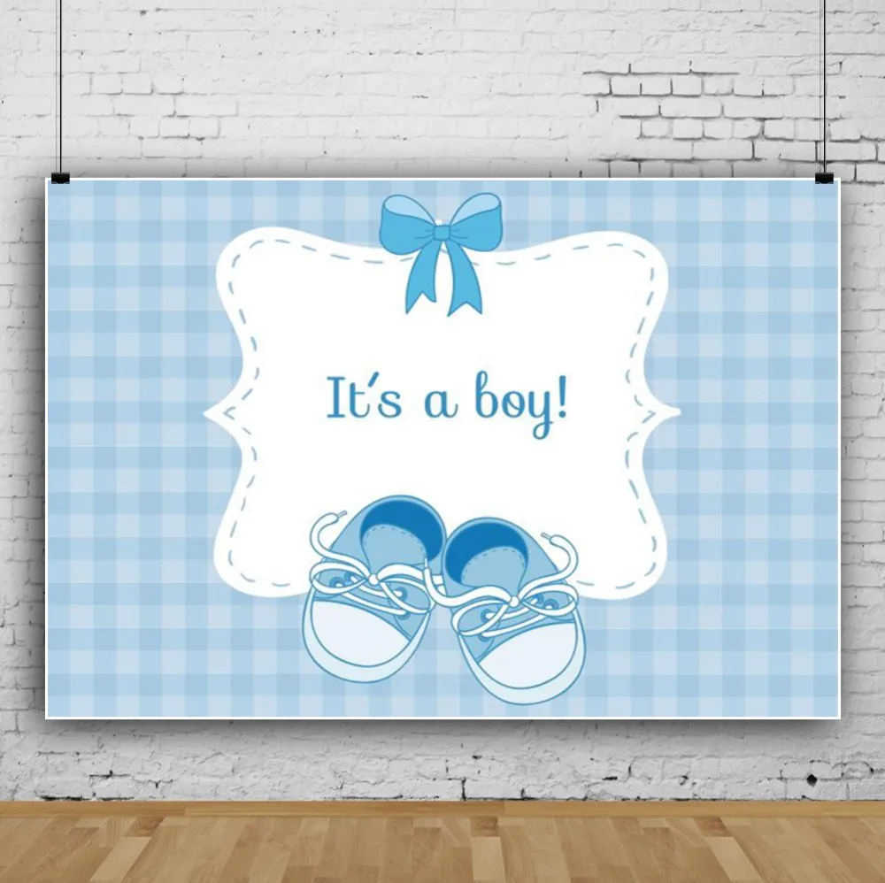 Laeacco Baby Shower Grid Pattern обувь с бантом для новорожденных фон фотосъемки