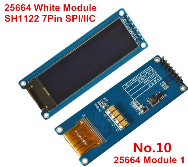 12832 2,08 дюймовый дисплей SSD1307 PM OLED 256x64 SH1122 7pin 4-провод SPI 3-провод SPI I2C белого и синего цветов на выбор, с адаптером PCB - Цвет: 25664 Module 1 7pin