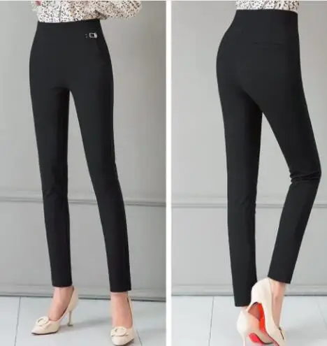 Black style 2 Женские клетчатые брюки полной длины с высокой талией весна/осень Фитнес Брюки с карманом размера плюс 3XL 4XL 5XL 6XL - Цвет: Black style 2