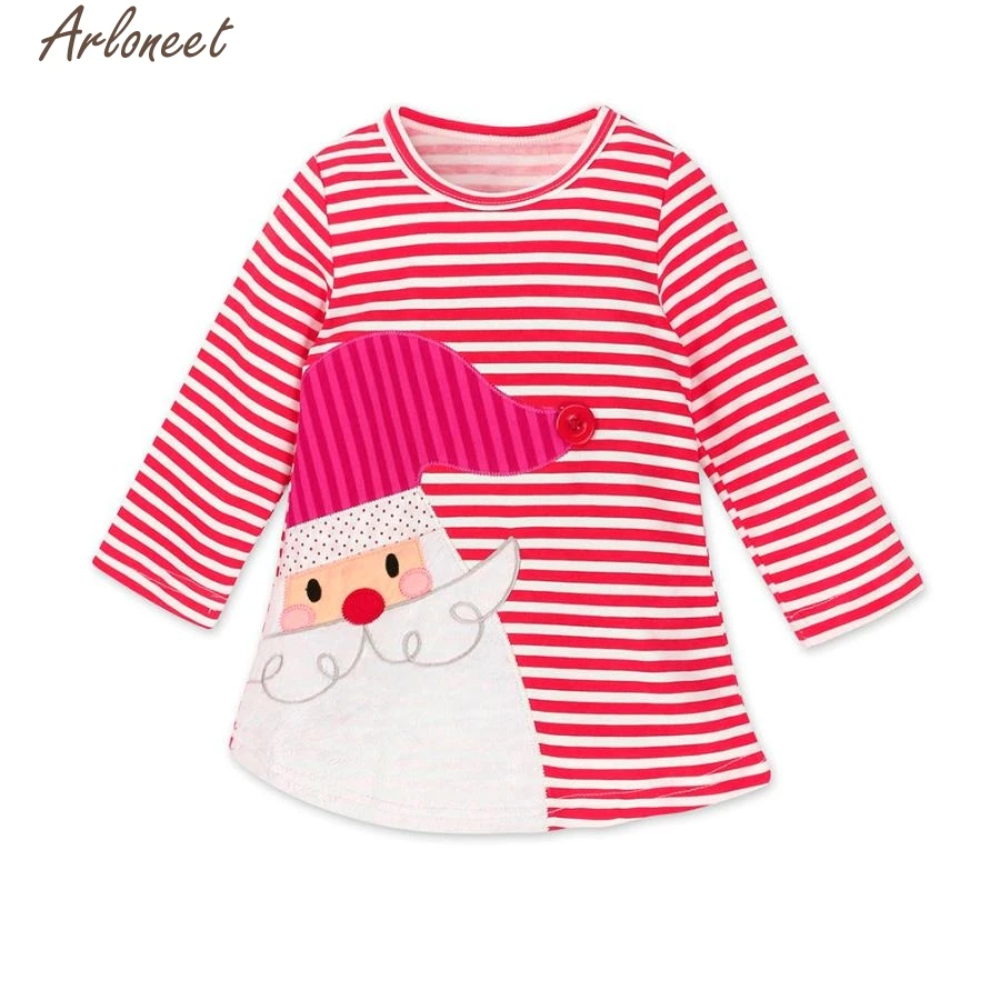 CHAMSGEND Kids Baby Girls Dress Christmas Outfits Clothes Toddler Santa Striped Princess Beauty Dresses RE28 Drop Shipping | Детская