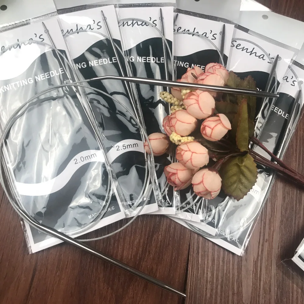 Спицы вязальные круговые из нержавеющей стали 100 см 43 65 80 120 7 шт./компл. Размер 2 0-5 0