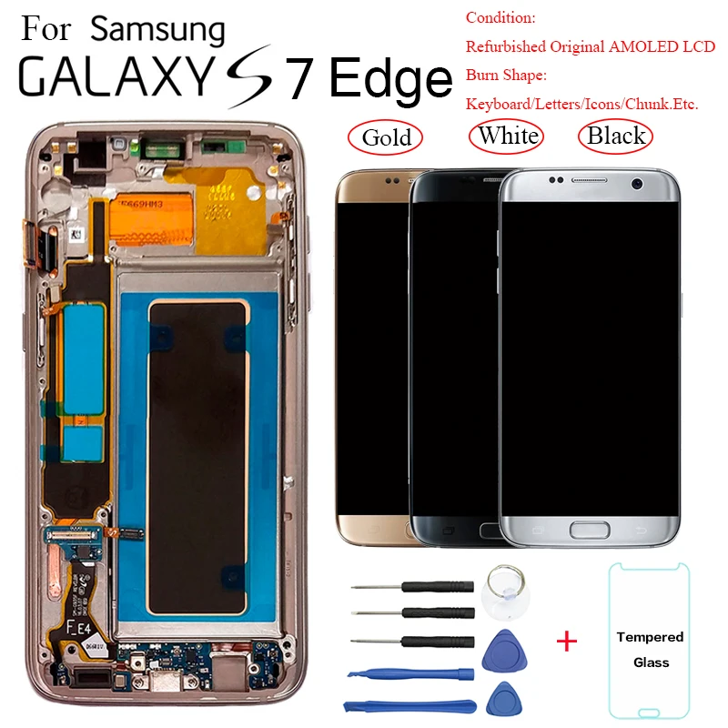ЖК экран для Samsung S7 edge G935F G935FD сменный G935W8 G9350 жидкокристаллический сгорающая