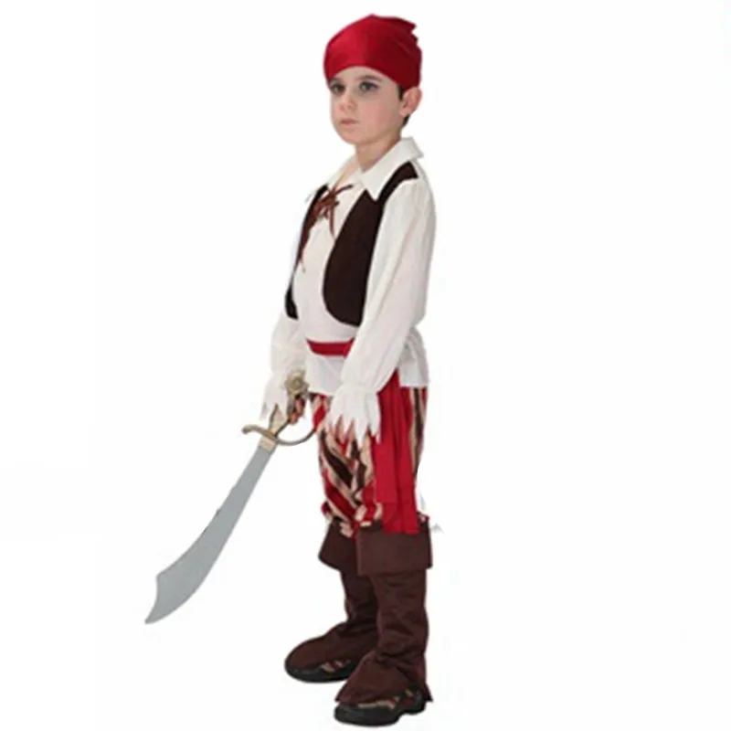 M-xl Хэллоуин Пиратские костюмы для мальчиков Дети воин грабитель Cosplays карнавал Пурим сценическое платье для маскарада, вечеринки