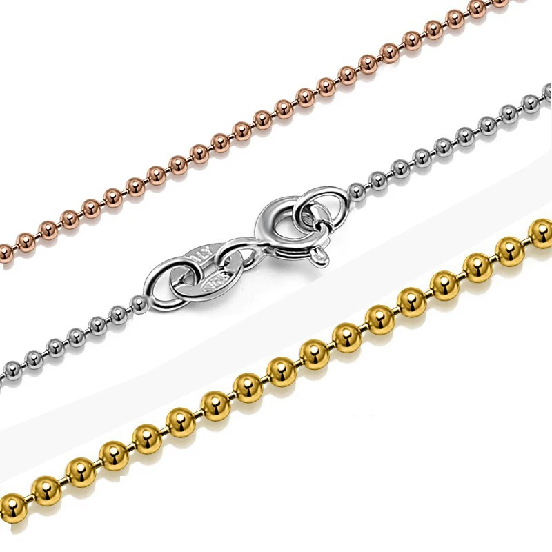 

925 Sterling Silver Spring Buckle Classic Basic Beads Chain Adjustable Necklace Chain Fashion Jewelry