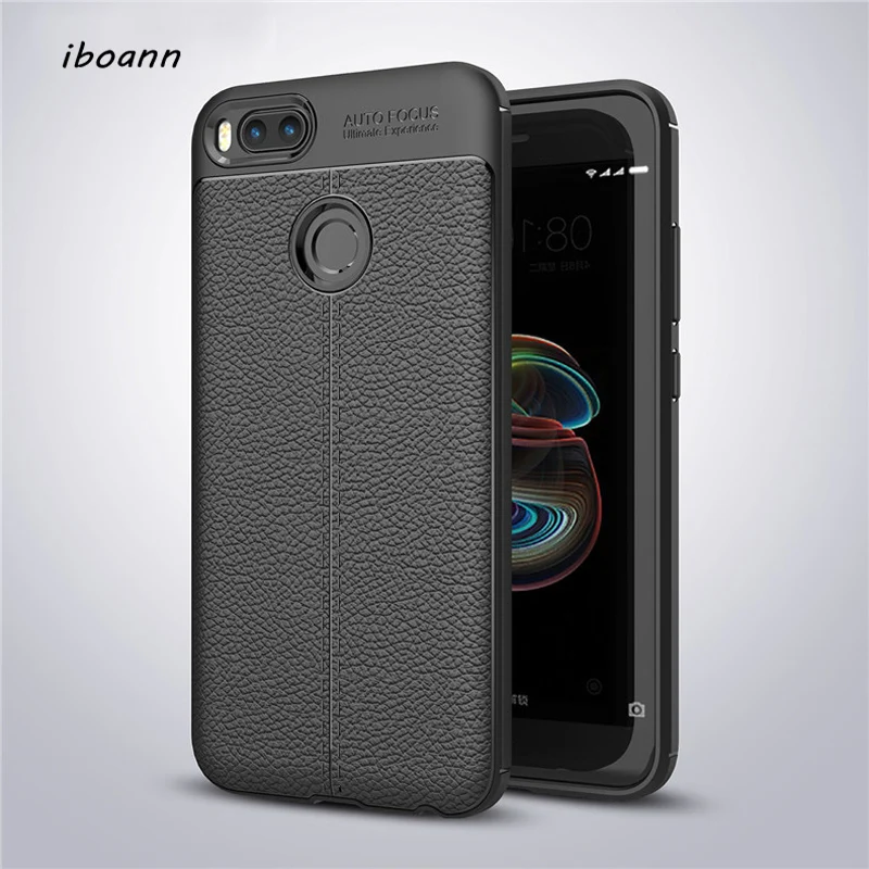 iboann Luxury Soft Silicon Litchi Striae Leather tpu Case for xiaomi mi 5x phone Protection cases cover 5X |