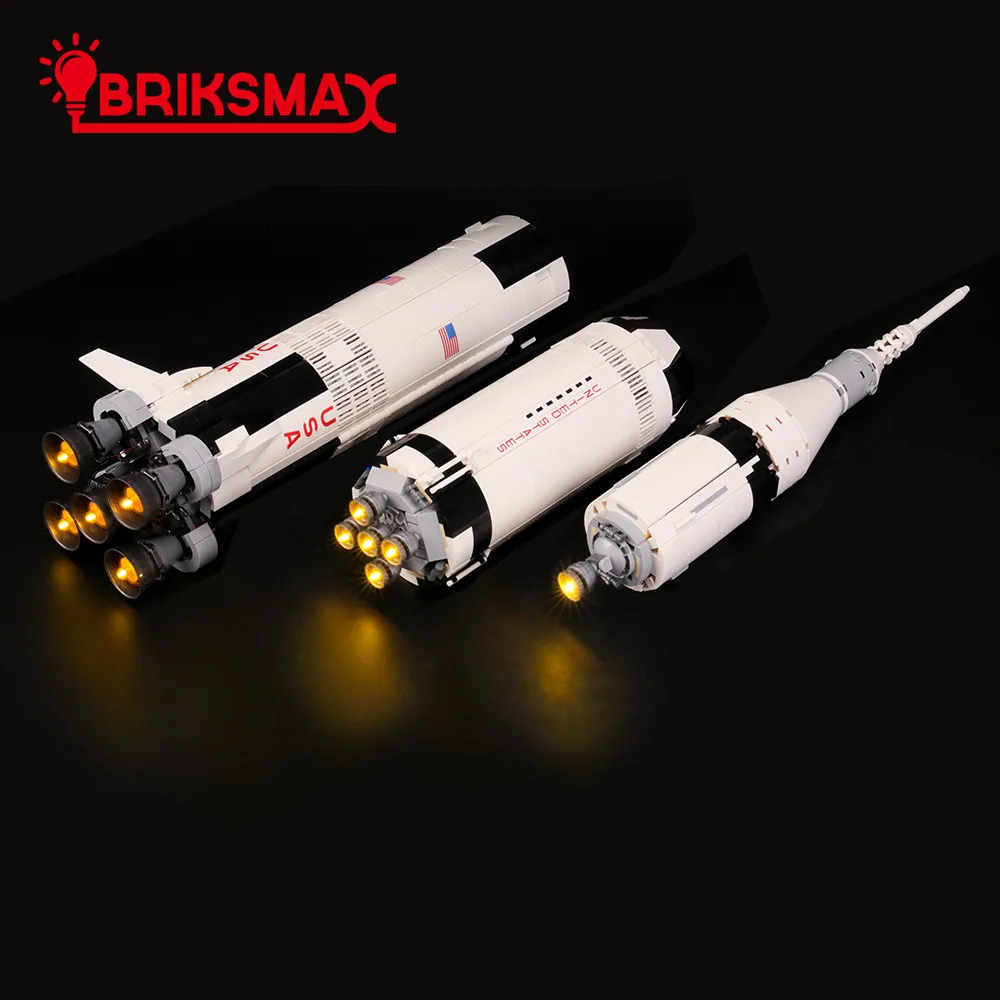 BriksMax светодиодный осветительный набор для идей Apollo Saturn V строительные блоки, совместимые с 21309(не включая модель