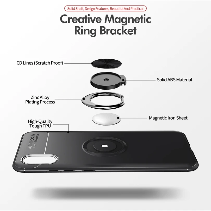 For VIVO X23 / VIVOX23 6.41&quot Magnetic Car Holder Case 360 Rotating Finger Ring Phone Cover Capa |