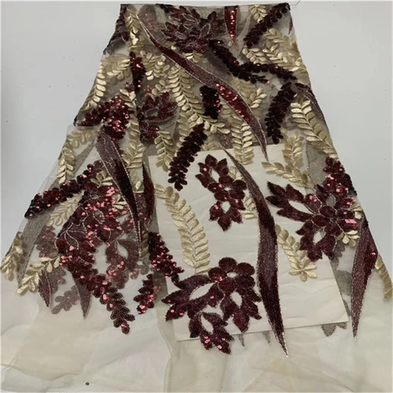 

High Quality African Lace Fabric 2019 New Latest French Net Embroidery Sequins Tulle Lace Fabric For Nigerian Party