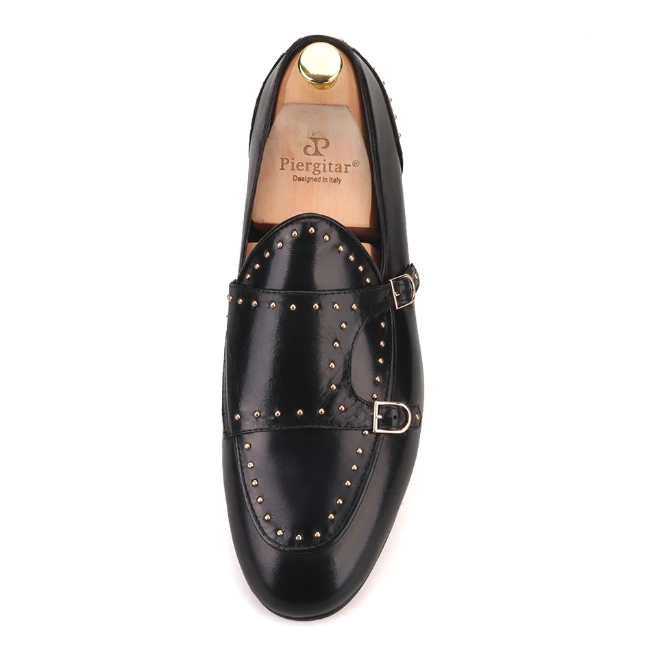 Piergitar brand 2019 Handmade spikes genuine leather men loafers Fashion party and wedding Men dress shoes smoking slippers | Обувь