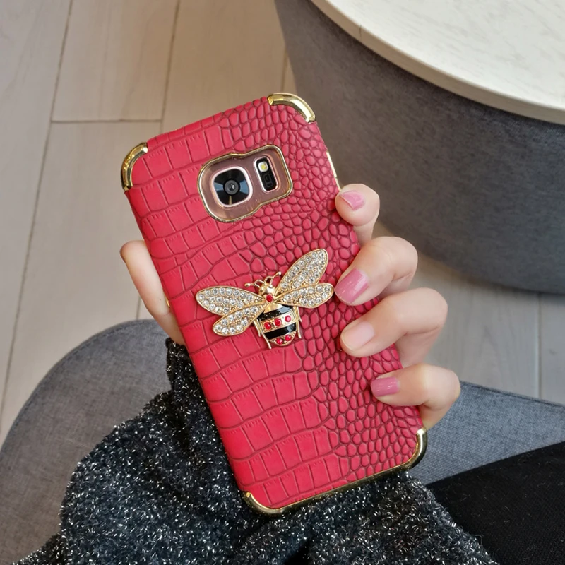 Чехол из крокодиловой кожи с алмазной Пчелкой для iphone XR XS Max чехол покрытием