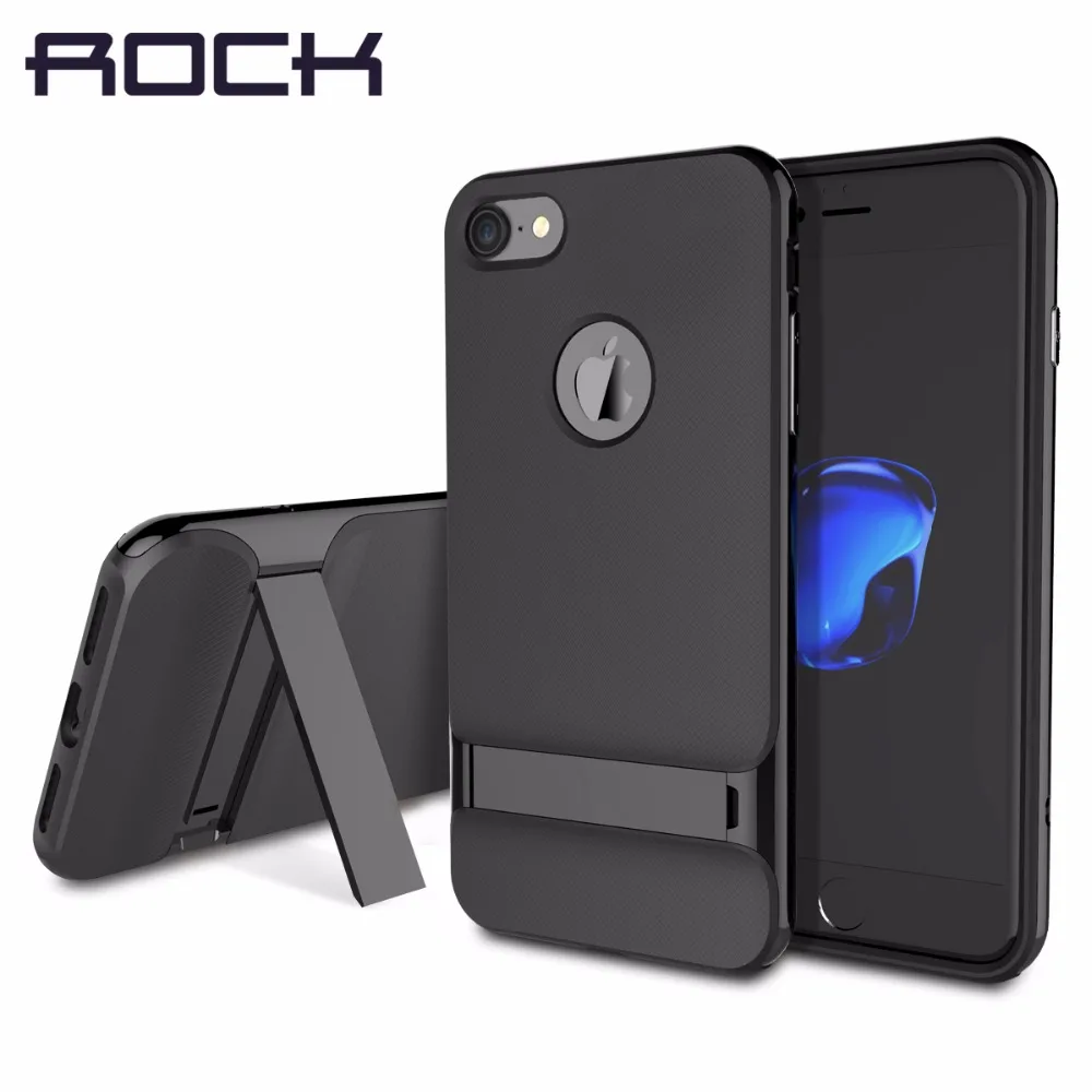 Чехол ROCK Royce с подставкой для iPhone 7 роскошный черный чехол на заднюю панель