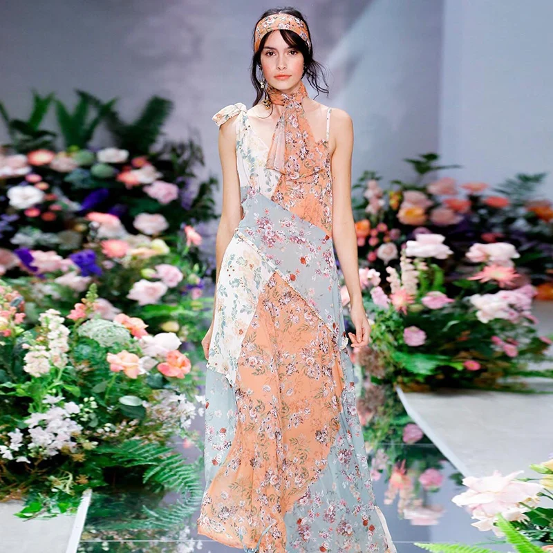 Women Bohemian Romantic Floral Print Holiday Maxi Dress | Женская одежда