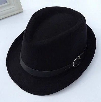 Бесплатная доставка детская джазовая шляпа фетровая с пряжкой модная для