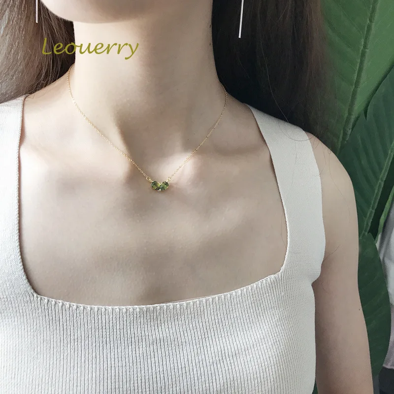 

Leouerry 925 Sterling Silver Green Heart Zircon Pendant Necklaces for Women Sterling Silver Jewelry Gifts