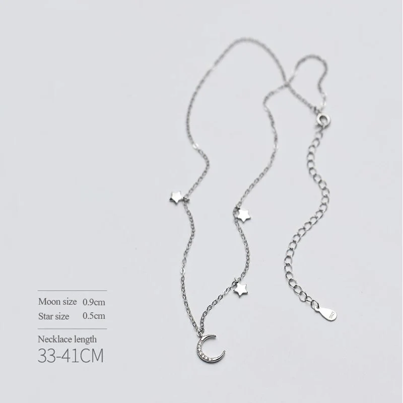 Chockers Necklace for Women 100% 925 Sterling Silver Pendant Romantic Star Link Chain Charms Jewelry Gifts D3217 | Украшения и