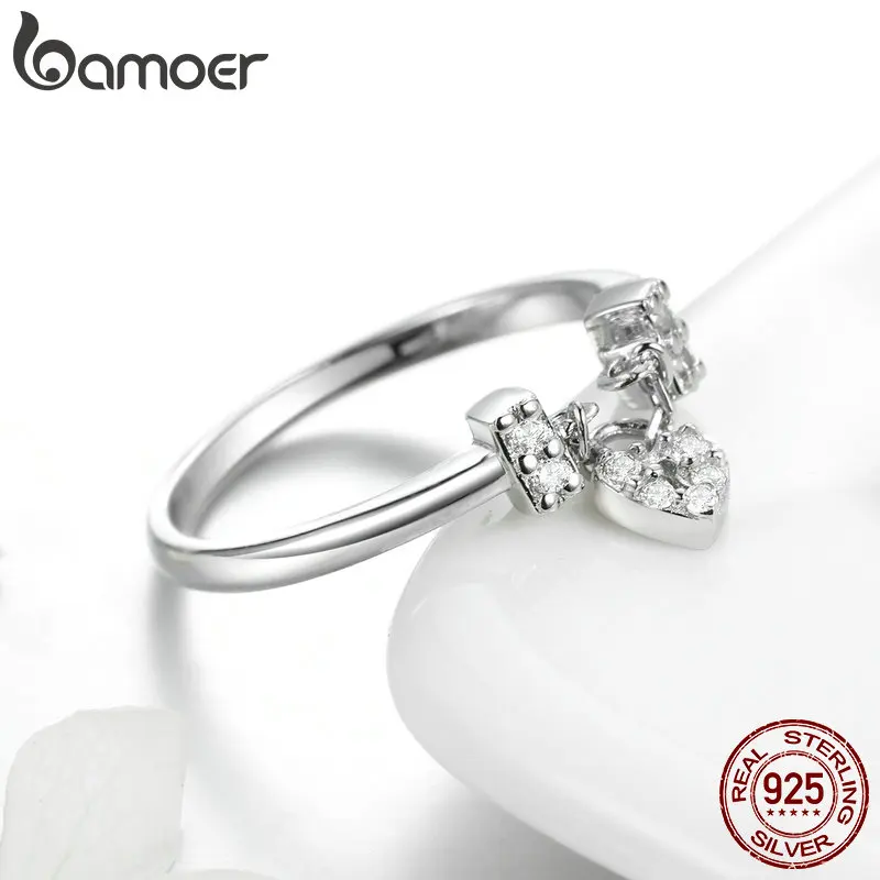 Женские свадебные кольца BAMOER из серебра 925 пробы с люминесцентным кубическим