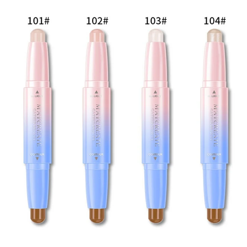 Double Head 3D Bronzer Highlighter Stick Face Makeup Concealer Pen Foundation Cream Texture Contour Pencil Beauty Cosmetic | Красота и