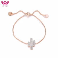 rose gold crystal cactus rhinestone charm bracelets for women adjustable bracelet fashion pulseira jewelry gifts 2019 wholesale
