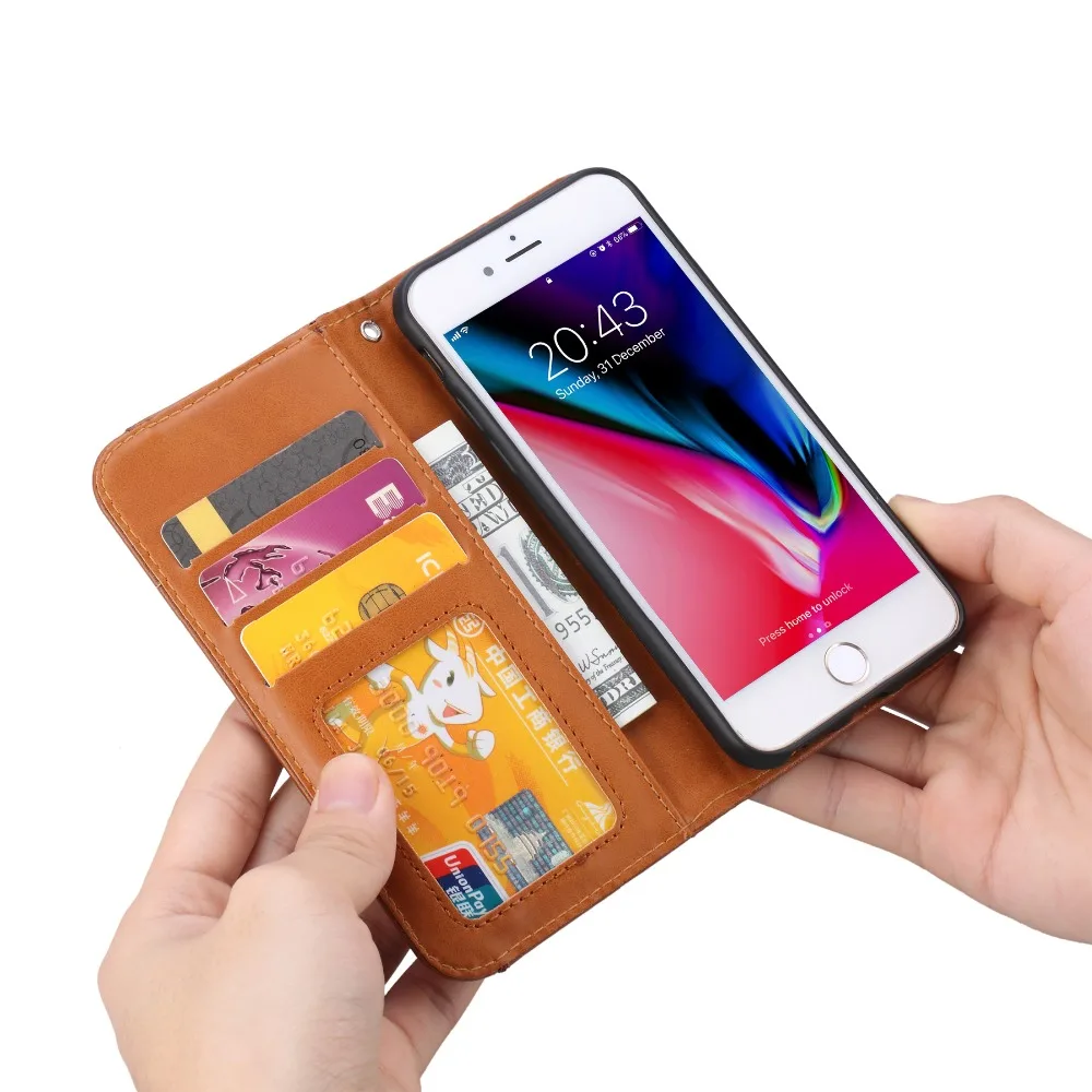 FULAIKATE Card Set Flip Case for iPhone 6s Stand Back Cover 6 Soft Striae Business Phone Protective Cases | Мобильные телефоны и