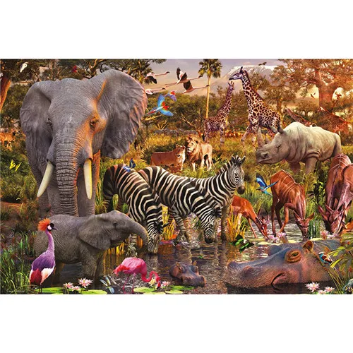 Needlework Diy Diamond Painting Kit 5D Embroidery Elephant Forest Full Rhinestone Cross Stitch zebra | Дом и сад