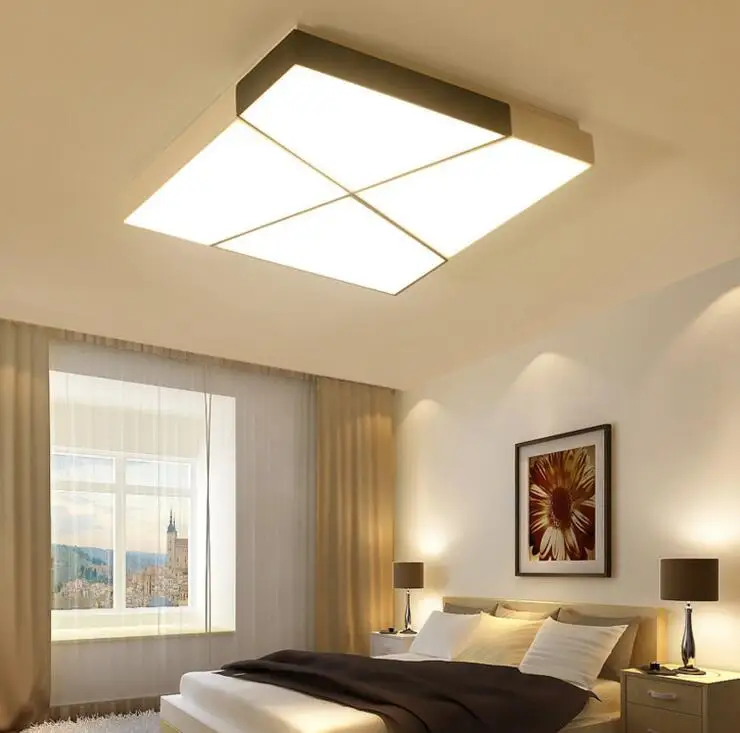 Living room lamp rectangular ceiling modern minimalist black and white LED bedroom lighting wrought iron dining | Лампы и освещение
