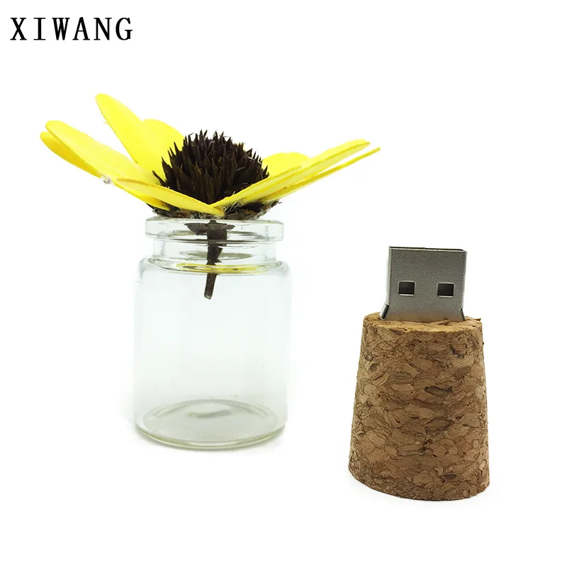 Usb флэш-накопитель 128 ГБ usb 2,0 деревянный 64 ГБ флеш-накопитель 4 ГБ 8 ГБ 16 ГБ Флешка 32 Гб стеклянная бутылка usb карта памяти Желая бутылка подарок
