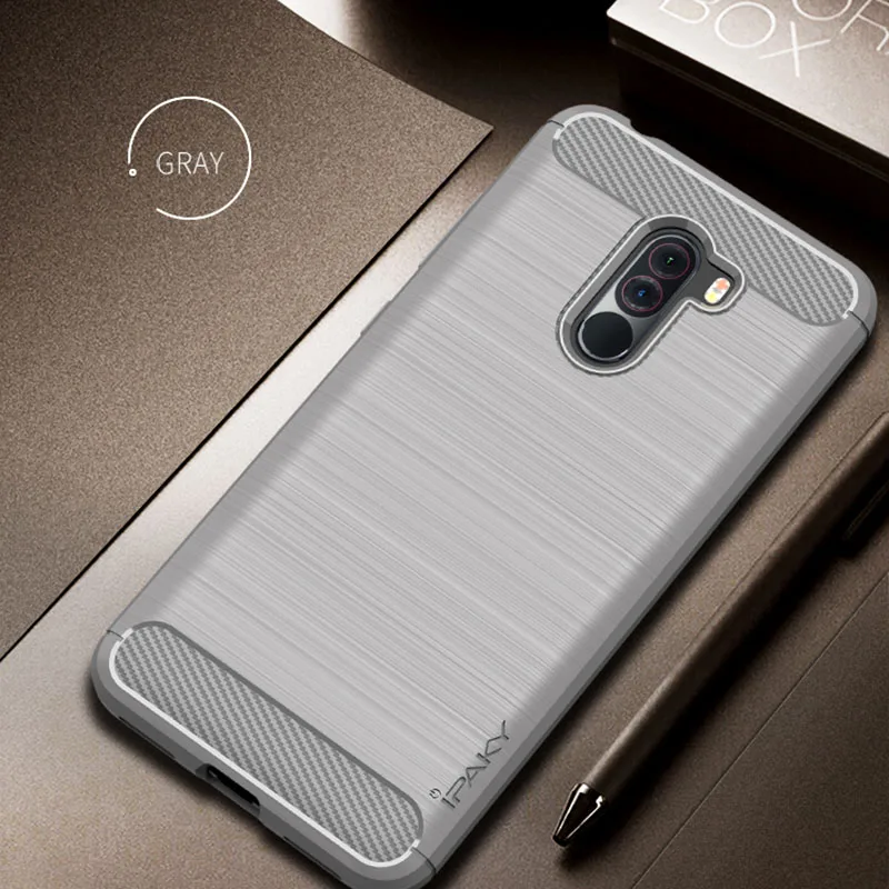 IPAKY Силиконовый противоударный чехол для телефона Xiaomi Pocophone F1 Poco F 1 PocoF1 Global 6 64/128 GB Xiomi бампер маленький - Цвет: Gray