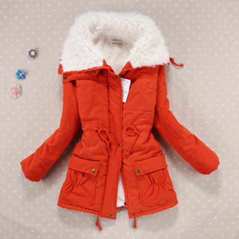 Новый 2016 пальто зимы женщин Тонкий плюс размер Outwear Medium Long Wadded куртка с капюшоном
