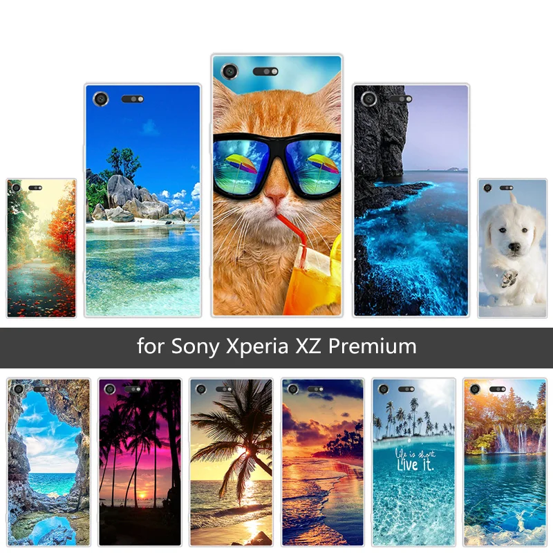 Для Sony Xperia XZ Премиум ТПУ Силиконовые Мягкий Scen Прозрачный чехол для телефона 5 46