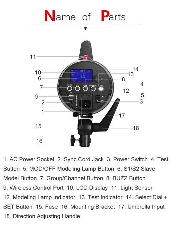 Студийный стробоскоп Godox GS400II GS400 II 400Ws GN65 со встроенной беспроводной системой 2 4G