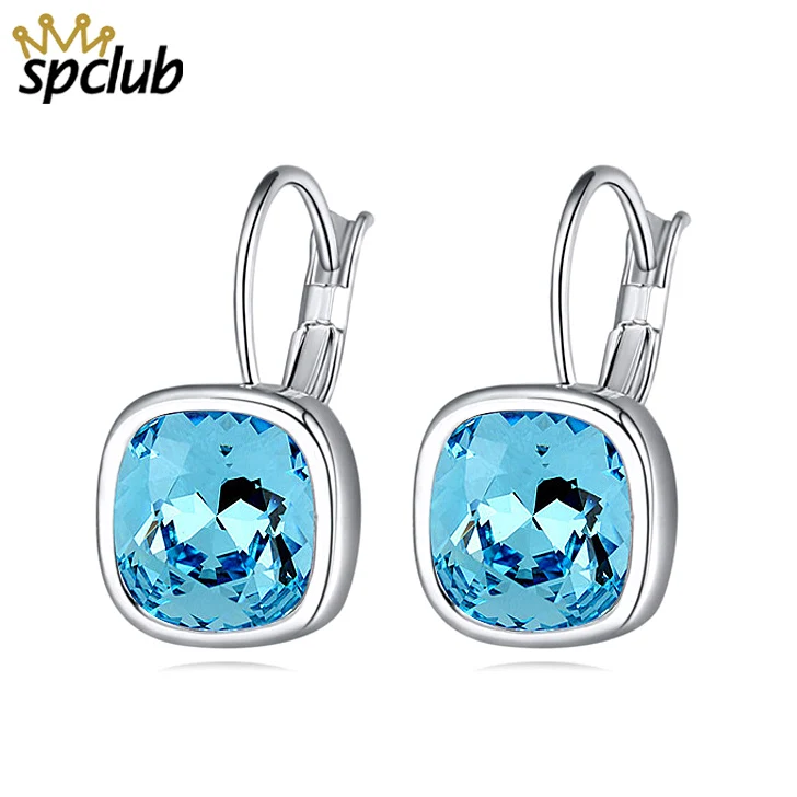 Классические квадратные искусственные кристаллы Swarovski серьги для женщин