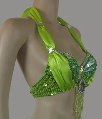 LIME GREEN Набор костюма для танца живота бюстгальтер+ пояс 2 шт./компл. принимаем размер, B/C/D/DD CUP 34-42DD - Цвет: LIME GREEN