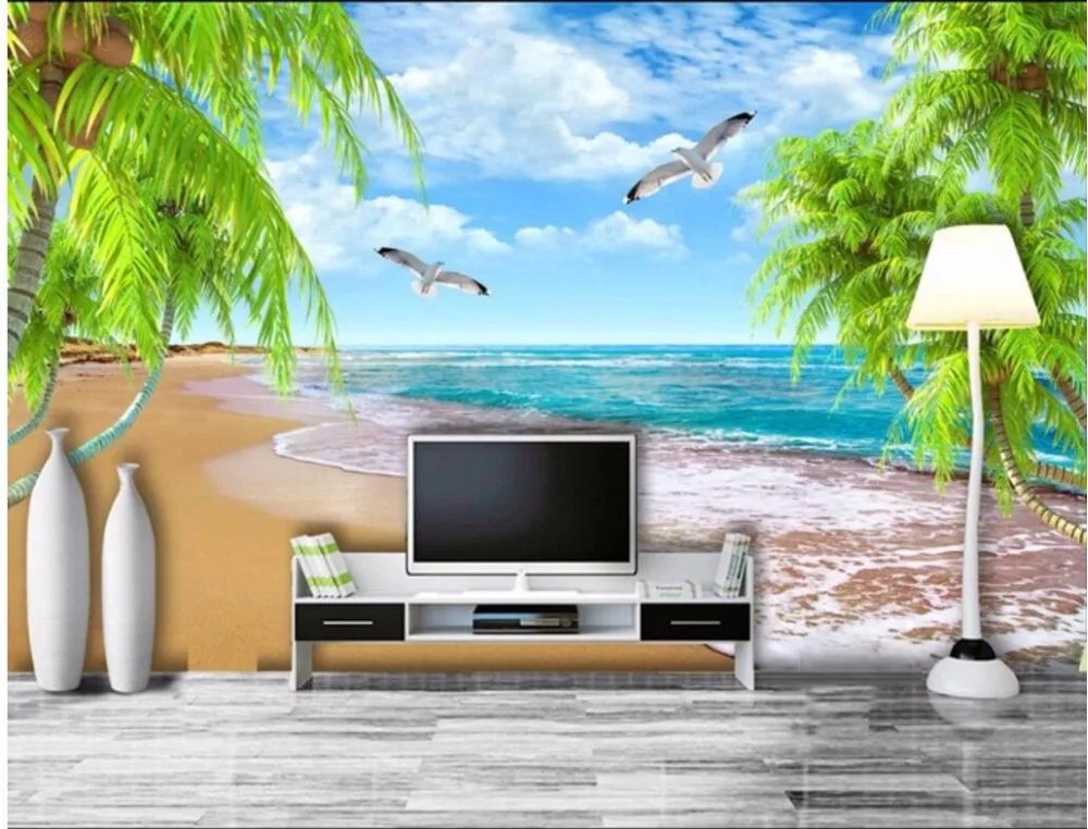 3d обои для комнаты на заказ холодное летнее кокосовое дерево улучшение стены за