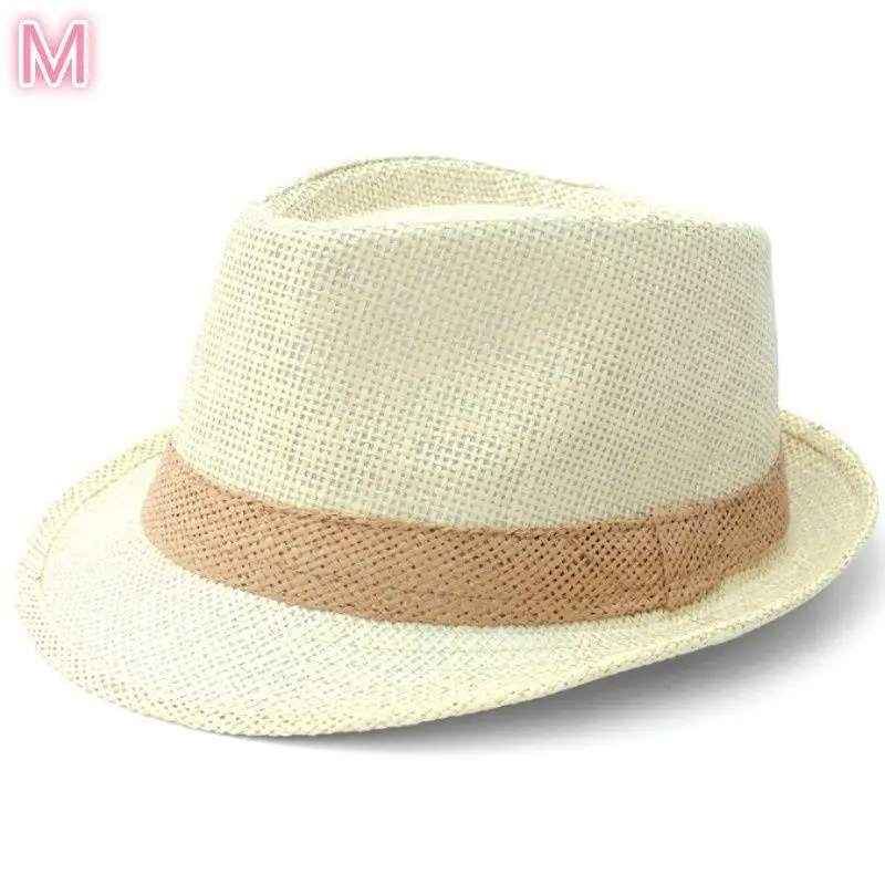 

Men Straw Fedora Hats 56-58cm Trilby Jazz Gentleman Cap Casual Sunbonnet Panama Sombrero Retro Sun Summer Fashion 209-094