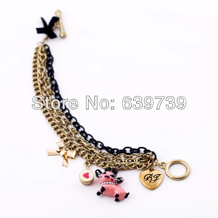 Оптовая цена милый детский блестящий браслет с подвеской|bracelet charms|pig braceletcharm bracelet