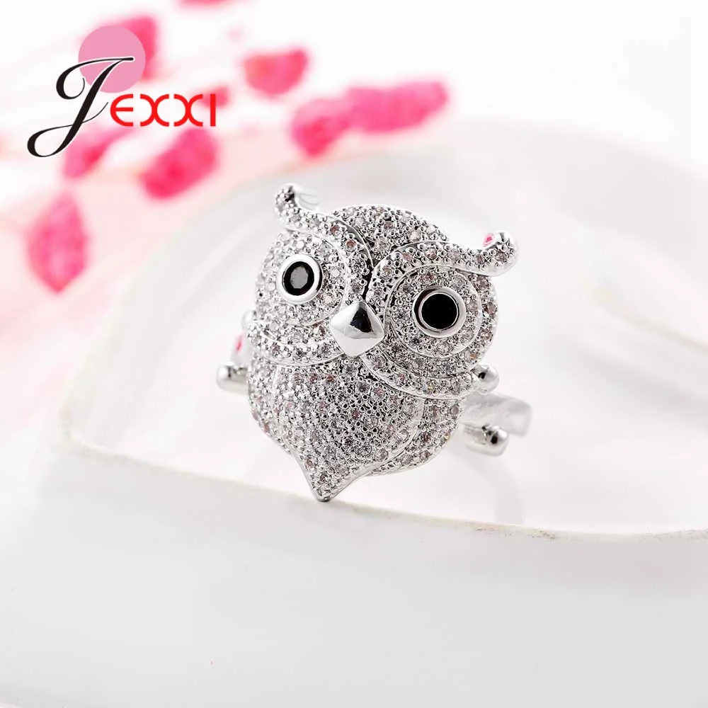 Женское кольцо с фианитом из серебра 925 пробы|crystal rings for women|owl ringcrystal ring |