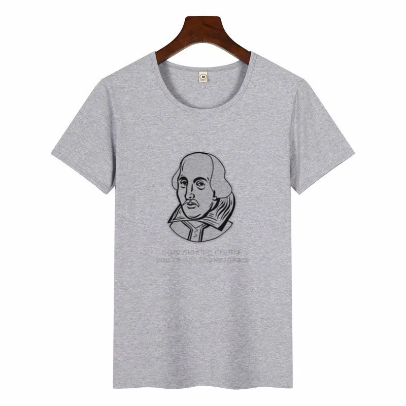 p1169C-grey Футболка с надписью «Stop Making Drama You't Shakespeare», женская модная повседневная футболка с круглым вырезом, Harajuku, женские футболки - Цвет: p1169C-grey