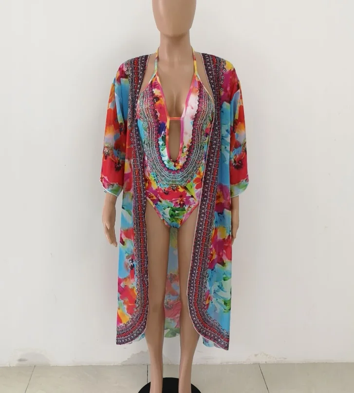 Европейский Стиль Цельный купальник с большим размером для прикрытия живота и