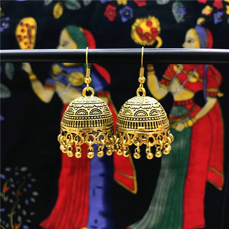 Винтажные этнические индийские серьги Jhumka Jhumki ручной работы в виде лотоса