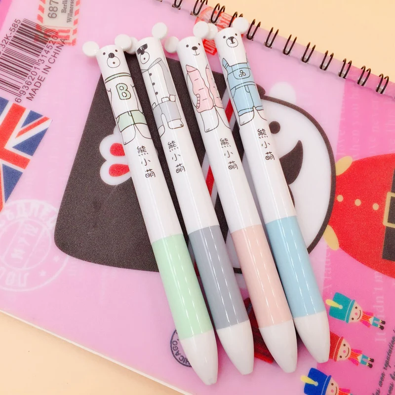 Шариковая ручка 2 в 1 B54 Kawaii White Bear + карандаш 0 5 мм для письма Канцелярские Товары