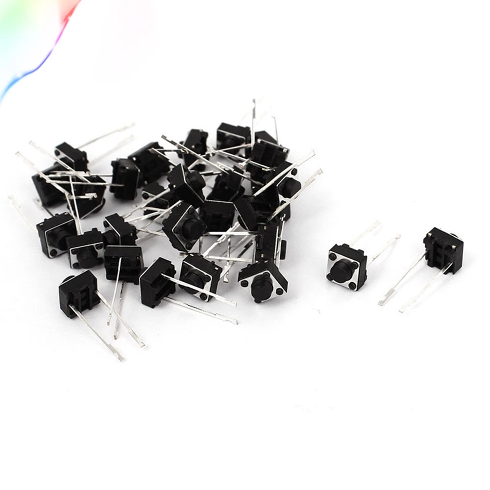 30 шт DIP 2 Pin Кнопка с самовозвратом тактильные тактные переключатели 6x6x5 мм| |