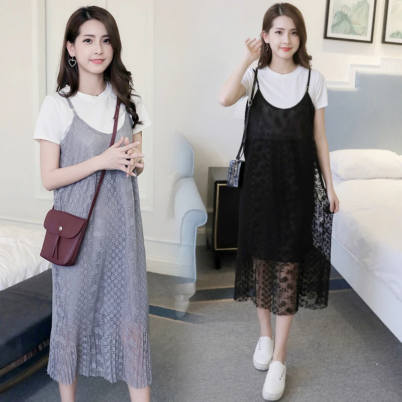 Одежда для беременных летняя одежда из 2 предметов футболка и кружевное