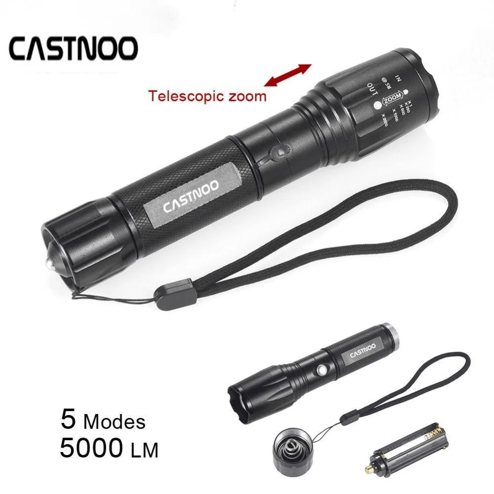 Фото CASTNOO 3800 люмен T6 Водонепроницаемый светодиодный фонарик 18650 аккумулятор